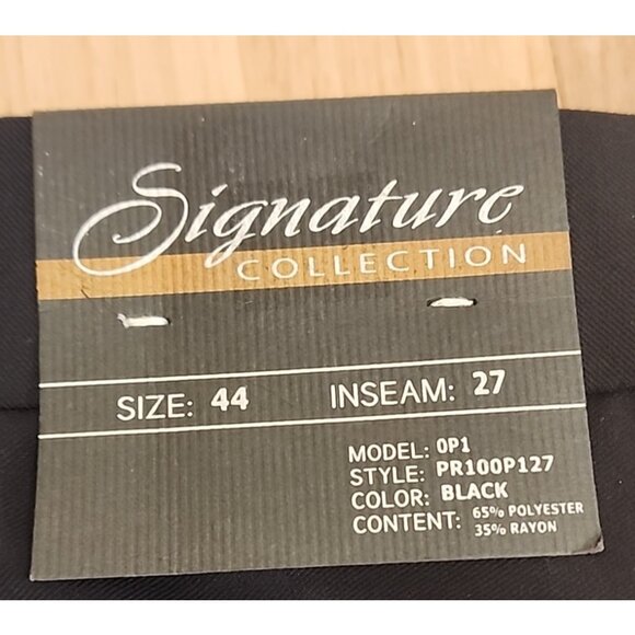 SIGNATURE mens size 44 - 46  x 27 - 29 Expandable waist length black dress pants - Picture 5 of 11